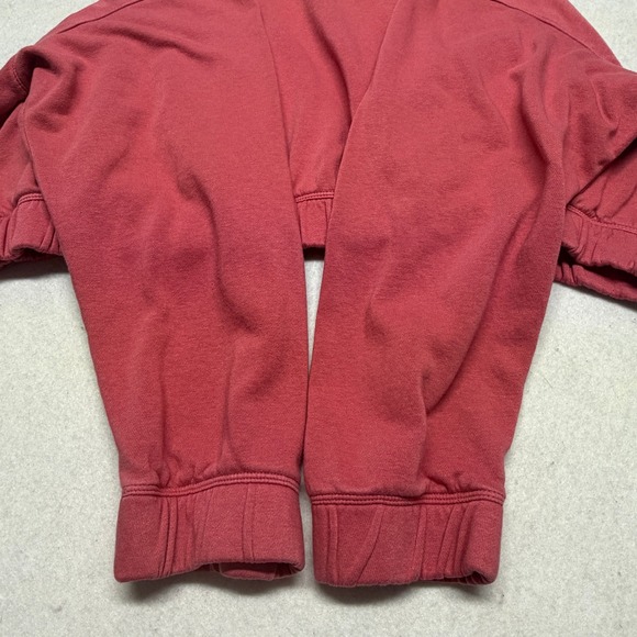 Nike Cropped Sweatshirt Big Logo Center Swoosh Fleece Pullover Red Pink Women XL - Picture 12 of 13